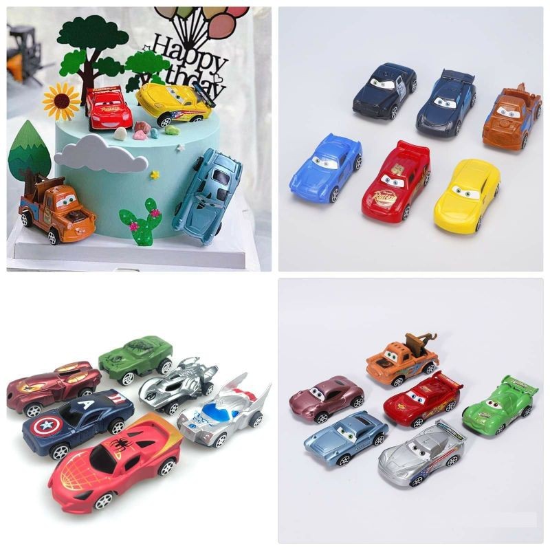 Set 6 ô tô cảnh sát trang trí bánh, quà tặng sinh nhật kích thước 7.5cm