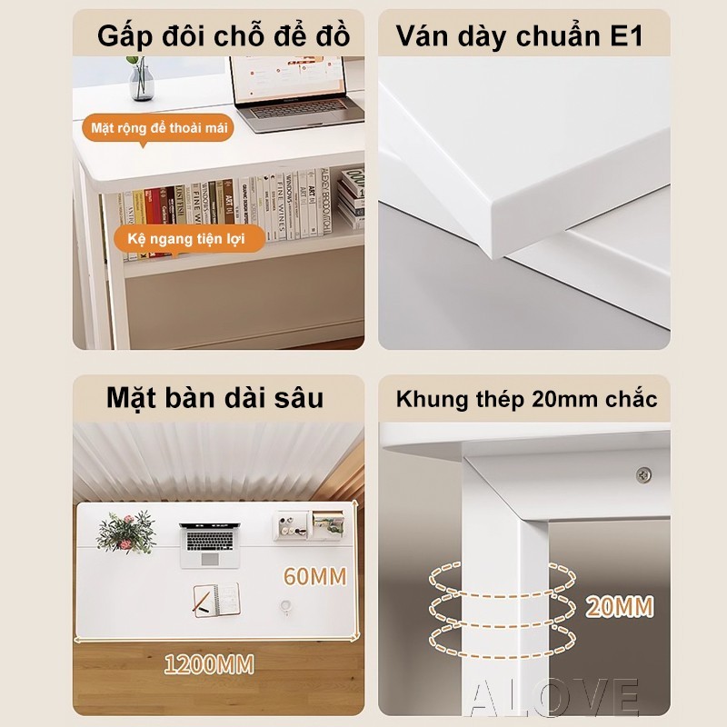 ALOVE Bàn học điều chỉnh độ cao mặt gỗ MDF khung thép chắc chắn bánh xe di chuyển linh hoạt | BigBuy360 - bigbuy360.vn
