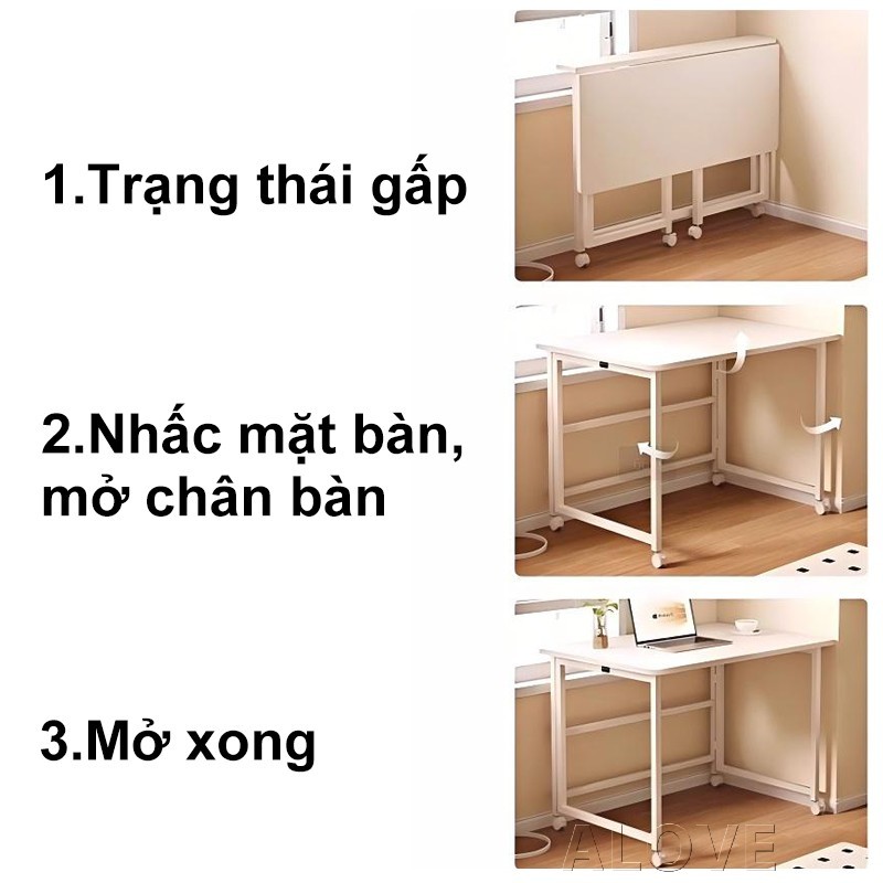 ALOVE Bàn học điều chỉnh độ cao mặt gỗ MDF khung thép chắc chắn bánh xe di chuyển linh hoạt | BigBuy360 - bigbuy360.vn