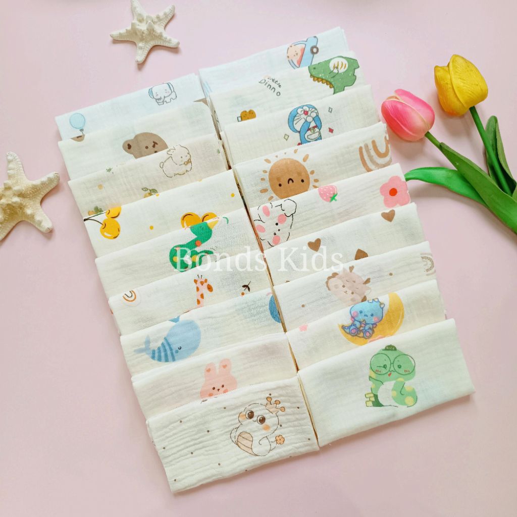 Set 10 khăn sữa và sét 5 khăn xô muslin 2lớp và 4lớp thấm hút, mềm mại dành cho sơ sinh size 27x27cm