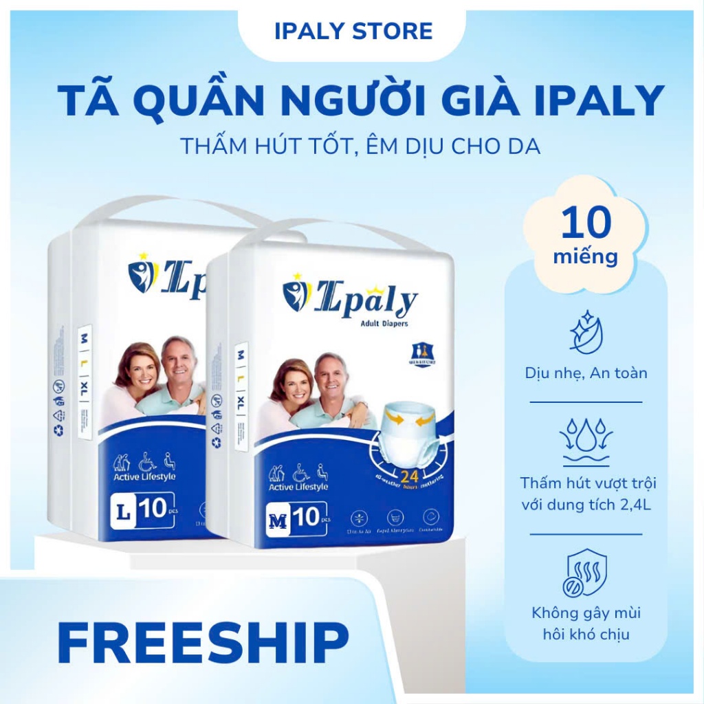 [COMBO-100 Miếng] Bỉm Quần Người Già Ipaly M-L-XL