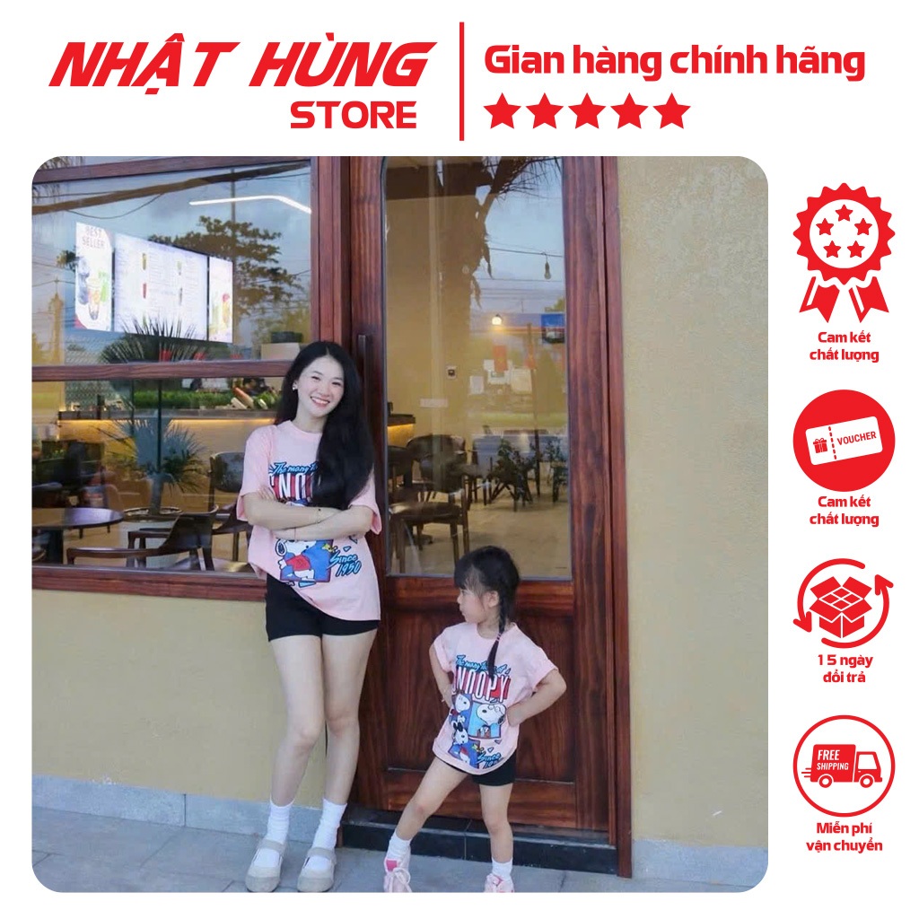 Áo thun hình SNOOPY NHIỀU HÌNH cho bé gái, bé trai, áo thun cho bố mẹ áo thun gia đình hiệu Nhật Hùn