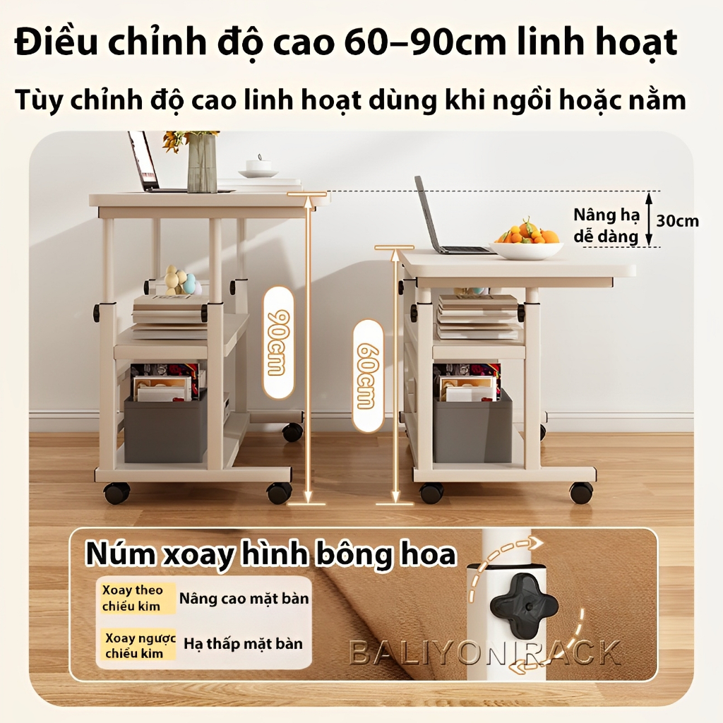 Bali Bàn Làm Việc Có Bánh Xe Di Đa Năng Nâng Hạ Chiều Cao Và Có Bánh Xe Di Bàn Văn Phòng Tiện | BigBuy360 - bigbuy360.vn