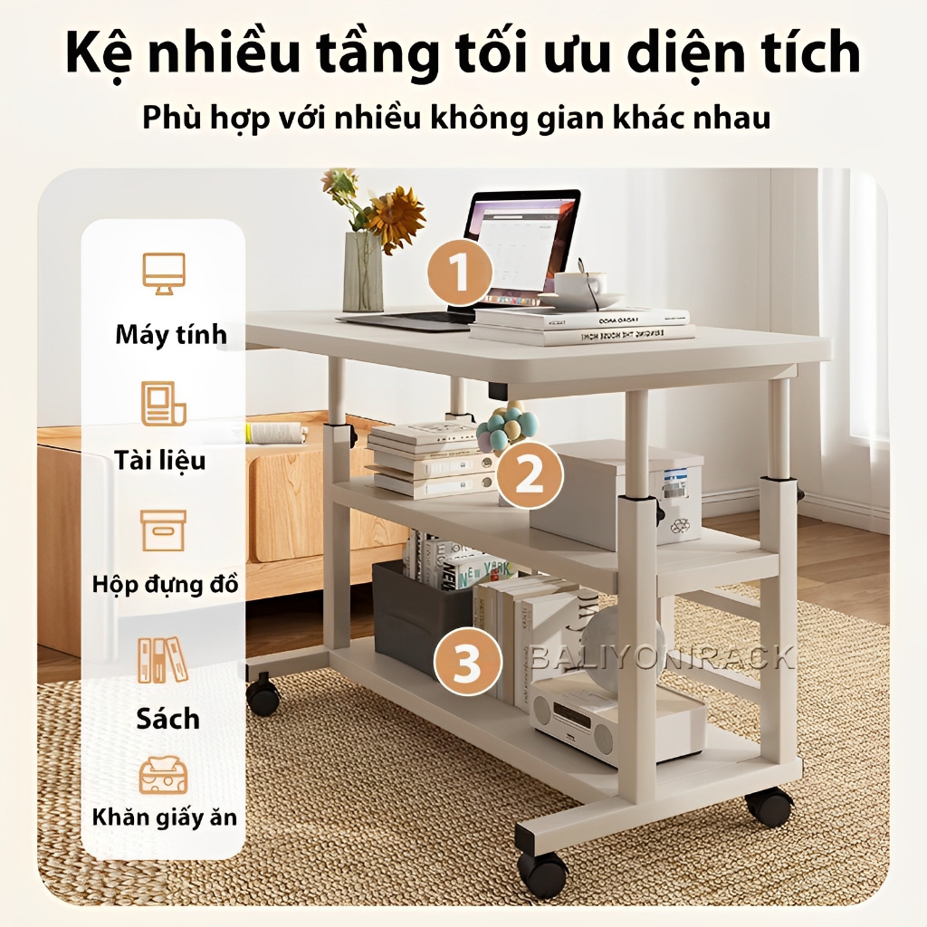 Bali Bàn Làm Việc Có Bánh Xe Di Đa Năng Nâng Hạ Chiều Cao Và Có Bánh Xe Di Bàn Văn Phòng Tiện | BigBuy360 - bigbuy360.vn