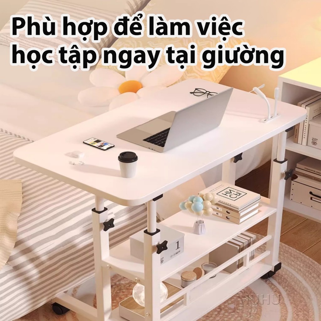 HUHU Bàn Kéo Di Động [Có Bánh Xe] Có Kệ Ngang Bàn Laptop Bàn Học Bàn Có Thể Điều Chỉnh Chiều Cao | BigBuy360 - bigbuy360.vn