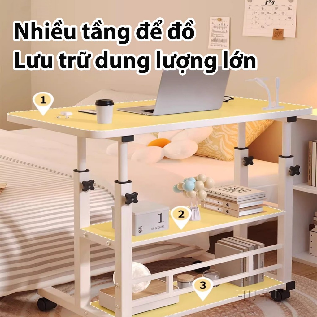 HUHU Bàn Kéo Di Động [Có Bánh Xe] Có Kệ Ngang Bàn Laptop Bàn Học Bàn Có Thể Điều Chỉnh Chiều Cao | BigBuy360 - bigbuy360.vn