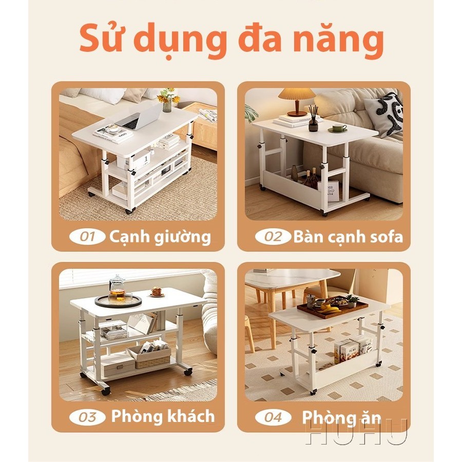 HUHU Bàn Kéo Di Động [Có Bánh Xe] Có Kệ Ngang Bàn Laptop Bàn Học Bàn Có Thể Điều Chỉnh Chiều Cao | BigBuy360 - bigbuy360.vn