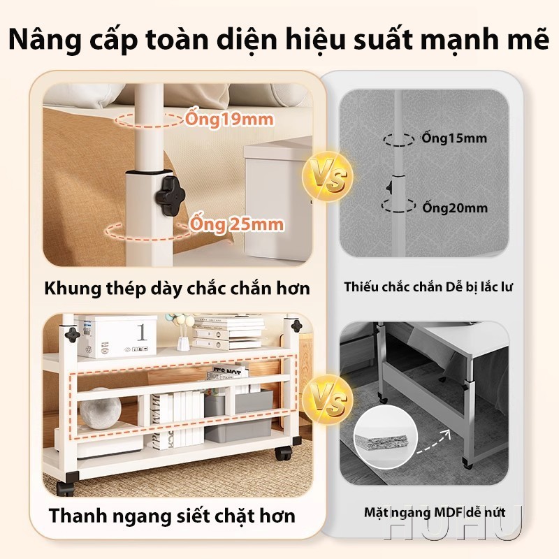 HUHU Bàn Kéo Di Động [Có Bánh Xe] Có Kệ Ngang Bàn Laptop Bàn Học Bàn Có Thể Điều Chỉnh Chiều Cao | BigBuy360 - bigbuy360.vn