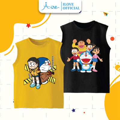 [MỚI] Áo thun BA LỖ cho bé trai  AORE, Áo phông sát nách in hình NOBITA+DORAEMON chất COTTON mềm mịn, thoáng mát 10-32kg