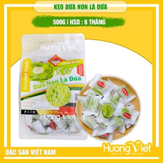 Kẹo dừa non lá dứa cuộn bánh tráng túi 500g, kẹo dừa non Bến Tre
