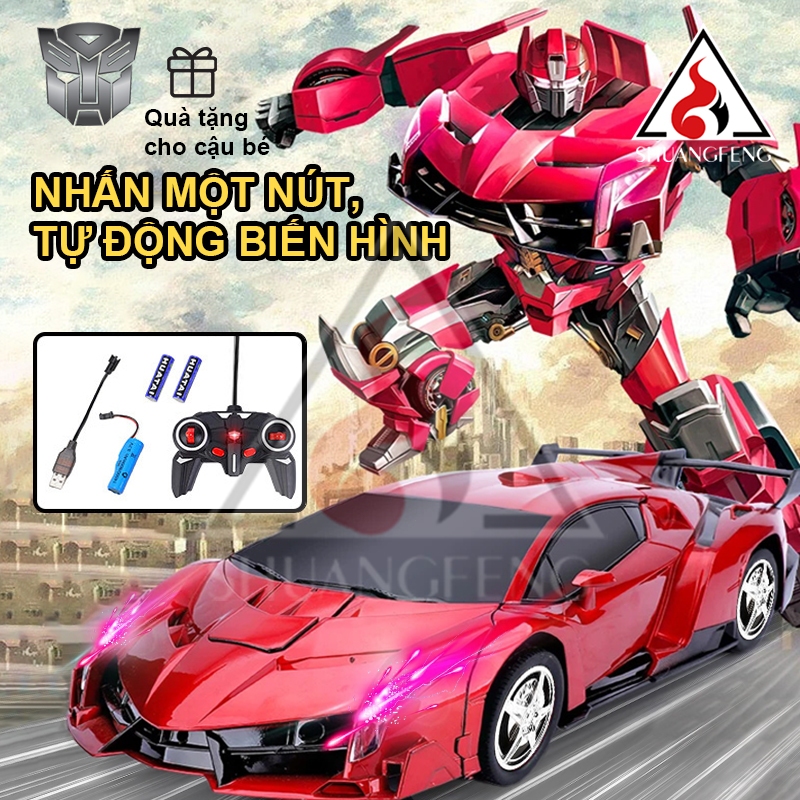 Xe ô tô điều khiển từ xa biến hình rô bot xoay 360 độ pin sạc siêu bền