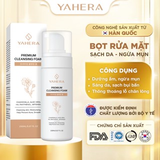 Sữa rửa mặt dạng bọt YAHERA Premium Cleansing Foam làm sạch bụi bẩn,dầu thừa và bã nhờn giúp sáng da ngăn ngừa mụn 150ml