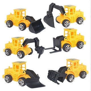 Sét 6 máy xúc trang trí bánh kem, quà tặng sinh nhật kích thước 4x9cm