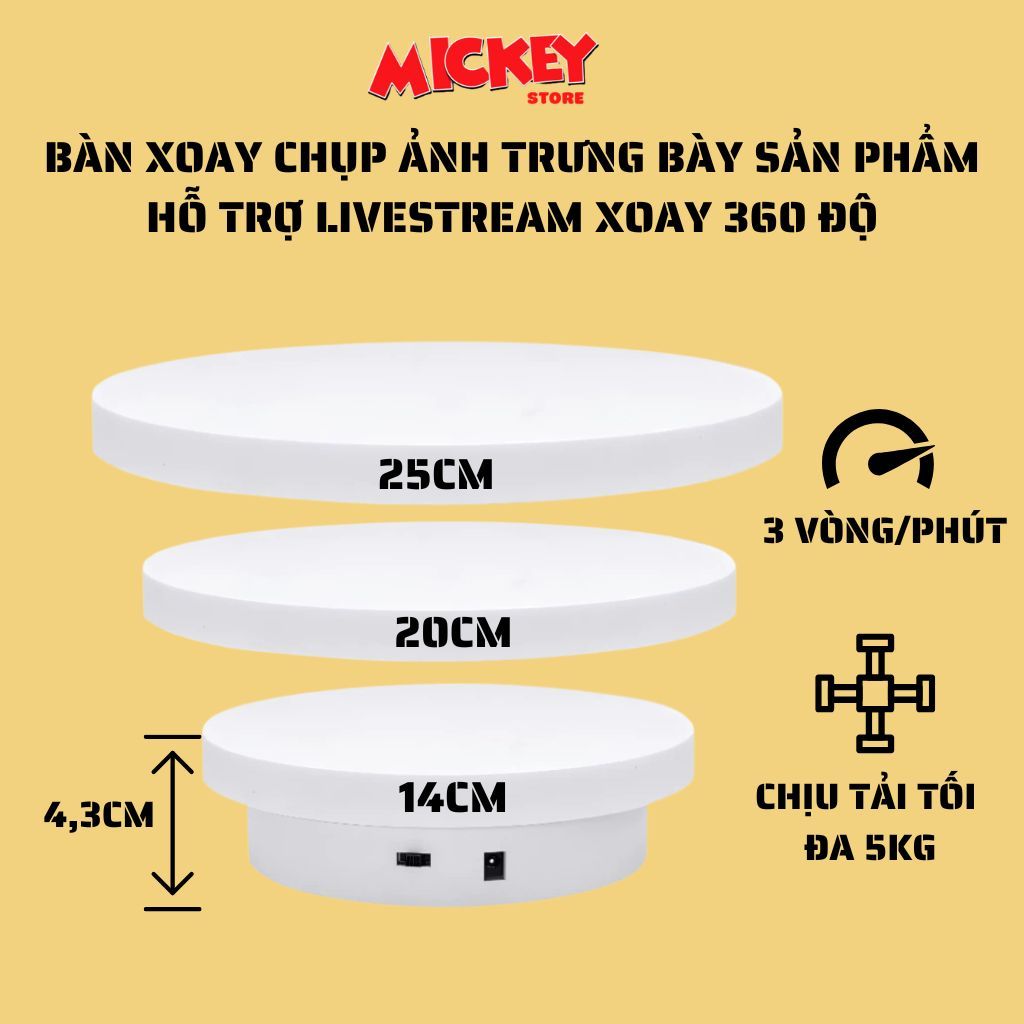 Bàn xoay trưng bày xoay chụp ảnh sản phẩm 360 độ - Đế quay video sản phẩm hỗ…