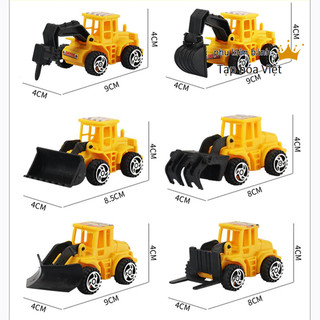 Sét 6 máy xúc trang trí bánh kem, quà tặng sinh nhật kích thước 4x9cm