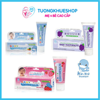 Kem đánh răng Kuku - Kem đánh răng cho bé có thể nuốt được Kuku 3 hương vị nho dâu trái cây