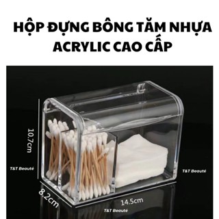  Hộp Đựng Bông Tăm Dành Cho Spa Kệ Cắm Cọ Trang Điểm Makeup Bằng Nhựa Acrylic Cao Cấp 