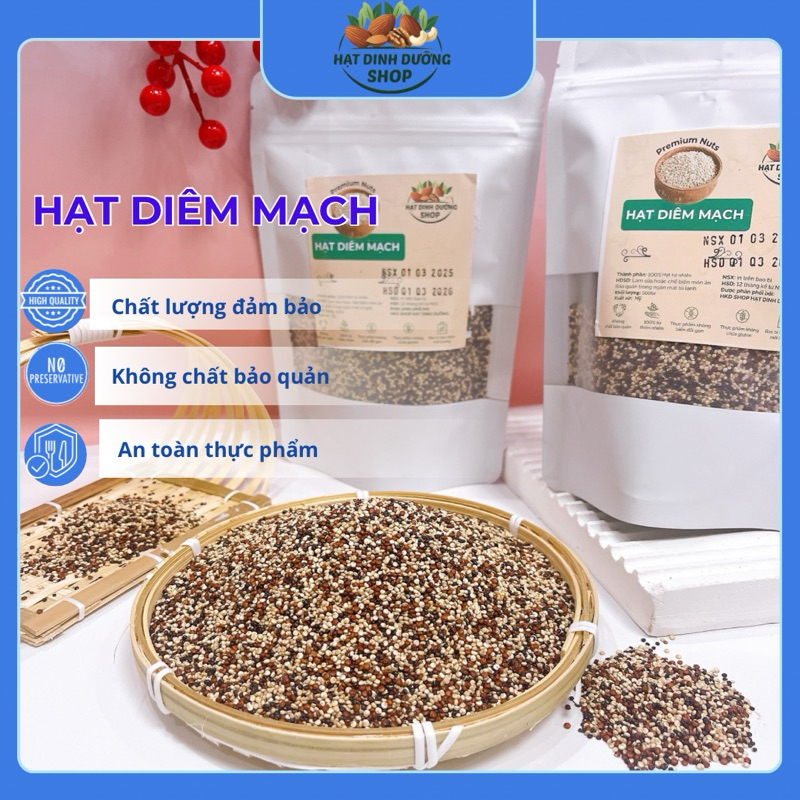 500Gr Hạt diêm mạch 3 màu hữu cơ (Quinoa) Nguyên Chất