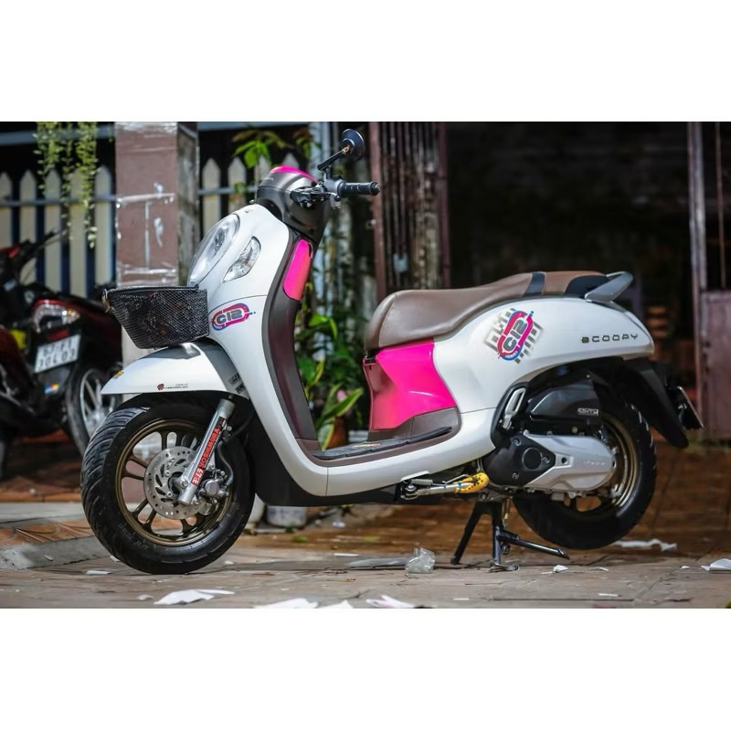 Tem scoopy trắng hồng(in keo trong,máy nhật)