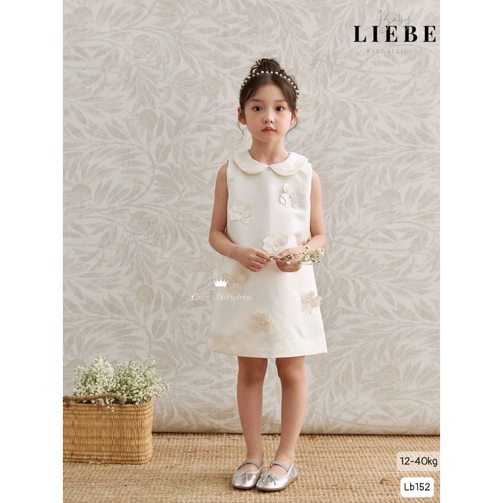 [B&G] Đầm váy LB dáng A cổ sen trắng dự tiệc đi chơi mùa hè cho bé gái từ 10-40kg(2-11 tuổi)