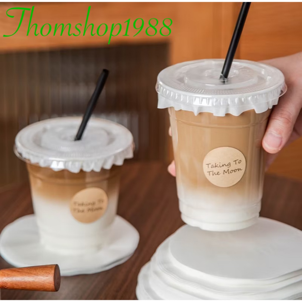 [500 tờ/1 tập]Giấy nến chống tràn lót miệng ly trà sữa, ly cafe, ly chè,ly nhựa dùng 1 lần (ly nhựa 