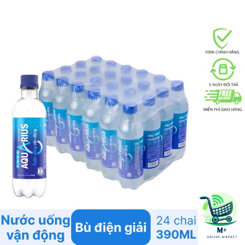 Thùng 24 Chai Nước Uống Thể Thao Vận Động Aquarius 390ml/chai