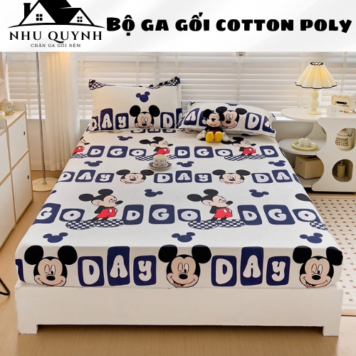 (Hàng nhập)Bộ ga gối 💖m6/m8💖 drap giường poly, ga trải giường + 2 vỏ gối nằm đơn giản