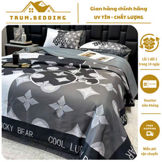  Bộ chăn ga phi lụa lạnh thương hiệu chăn trần bông hè nhập khẩu Chất liệu phi lụa mềm mại thoáng mát không xù lông 