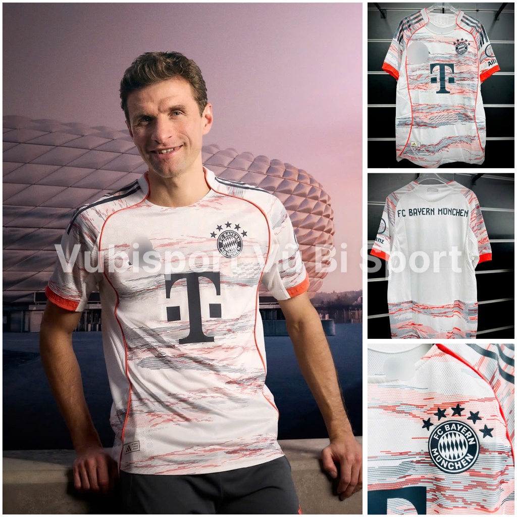 Áo bóng đá play Bayern Muchen 25/26 màu be cam lg cao su non vải ultra thoáng khí