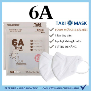 Thùng 300 Cái Khẩu trang 6A  taki 4 lớp kháng khuẩn, Dày Dặn - chống tia UV, che kín khuôn mặt cho mùa hè