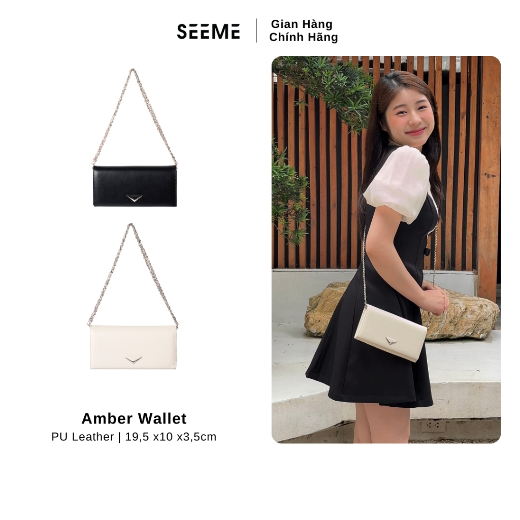  Ví dài nắp nam châm có dây đeo chéo Amber Wallet 
