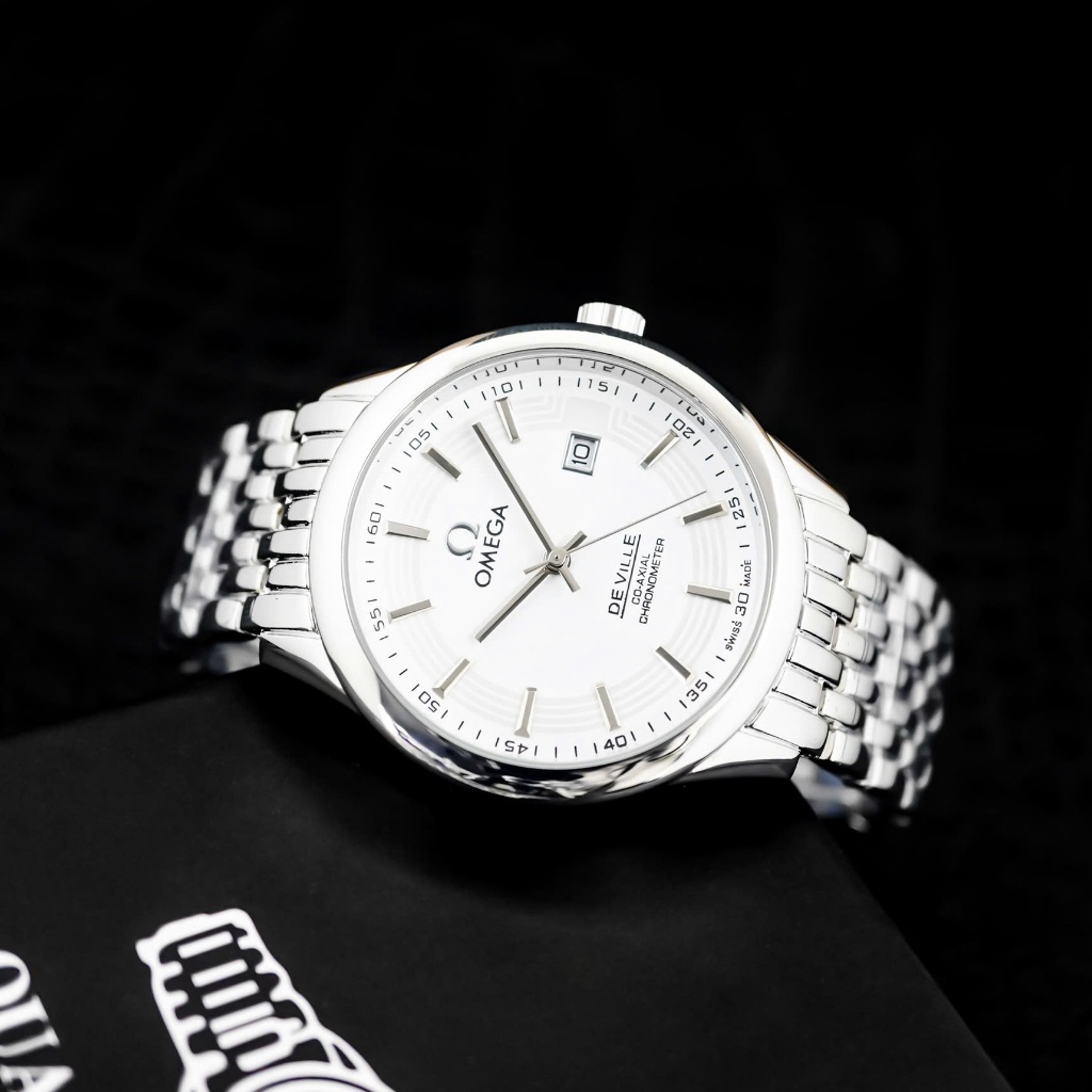 Đồng hồ OMEGA Quartz chính hãng sang trọng – Mặt sapphire, máy pin Thụy Sĩ, dây thép/dây da – Nam/Nữ