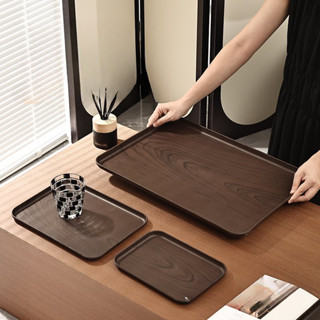 Khay úp cốc vân gỗ decor màu tối phục vụ quán nhà hàng, Khay nhựa vân gỗ bưng bê đồ ăn, quán cà phê