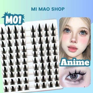 Lông Mi Giả Tách Sợi Mi chùm có thể tái sử dụng nhiều lần mi tự nhiên mi mắt ướt anime mi 10 hàng,mi ngọc matcha, mi keo