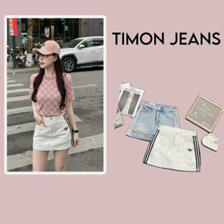  Chân Váy Jeans Ngắn Nữ Thêu Họa Tiết Phối Sọc 2 bên - TIMON Jeans 