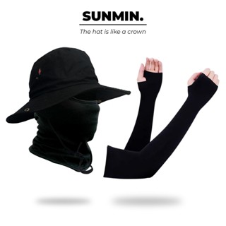 Mũ Trùm Đầu Chống Nắng 3 Món Nón Bucket Khăn Trùm Kín Mặt Ống Tay Đi Xe Máy Combo Chống Nắng Mùa Hè