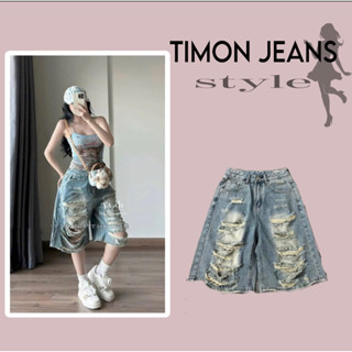  Quần Ngố  jean nữ rách 2 bên kiểu tả tơi - TIMON JEANS 