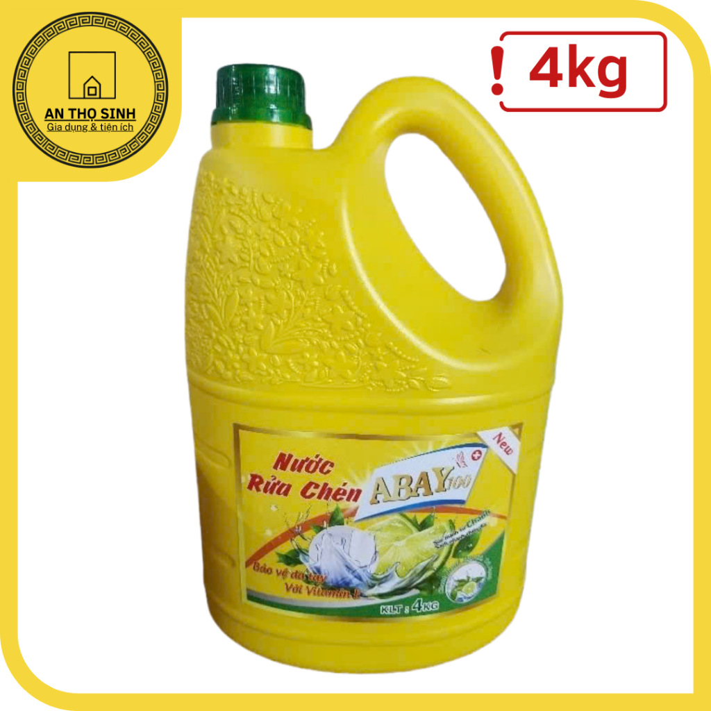 🧴 [Một can] nước rửa chén ABAY 4kg – Hương chanh mát lạnh, sạch bong chén đĩa!