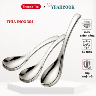 YEAHCOOK Thìa inox 304 thiết kế phù hợp ăn súp phở cháo phụ kiện cho bàn ăn sang trọng