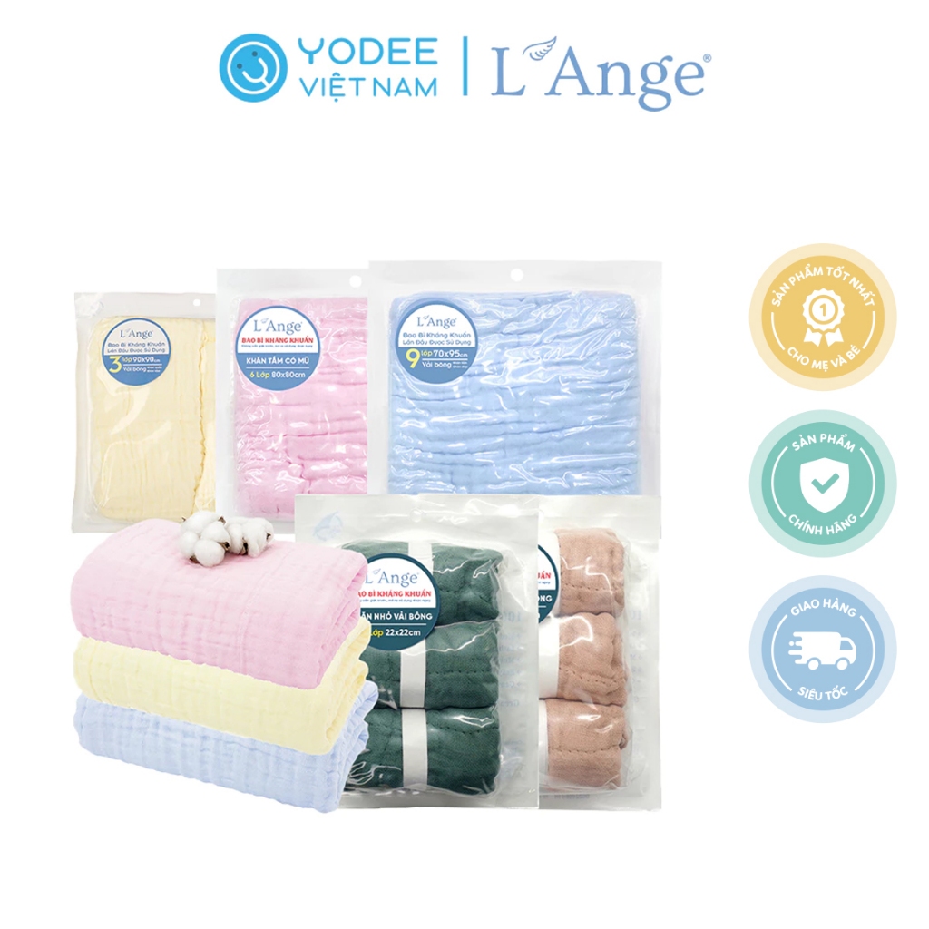 Khăn vải bông L'Ange cho bé nhiều size và màu
