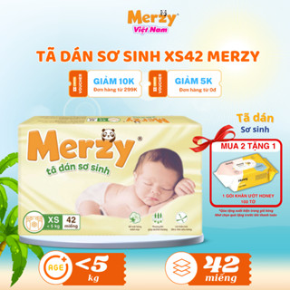   Mua 2 tặng 1 khăn ướt Honey 100 tờ  Tã Dán Merzy Newborn XS42 Cho Trẻ Sơ Sinh Dưới 5kg 
