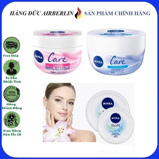   Chính Hãng  Kem dưỡng ẩm Nivea Soft,Care Đức  giảm khô da viêm da tạo độ ẩm chống nẻ da mịn màng 200ml 