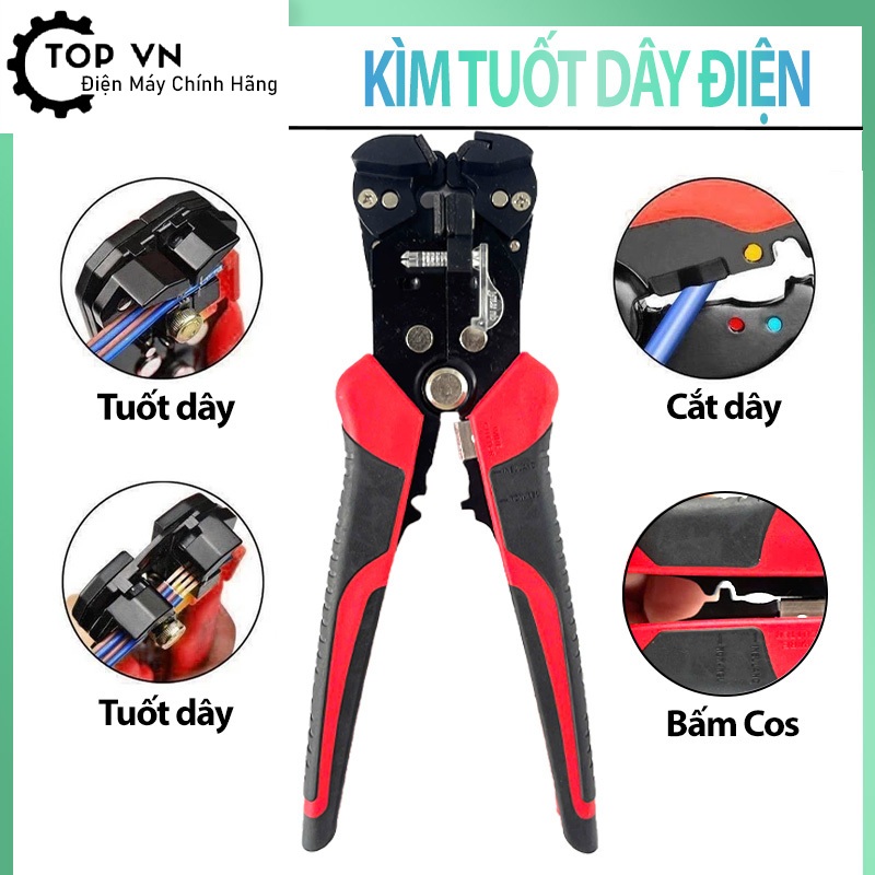 Kìm tuốt dây điện tự động,cắt dây, bấm cos Đa năng, bấm dây