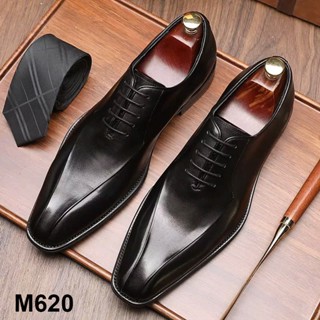 Giày âu nam M620- Mansa oxford công sở lịch lãm mũi vuông, chất liệu da bò cao cấp, đế phíp gót gỗ, lót trong da bò