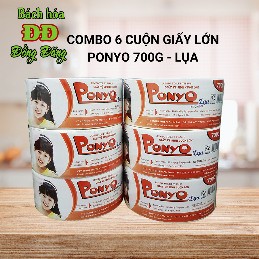 Combo (6 cuộn) giấy vệ sinh lớn 700g PONYO