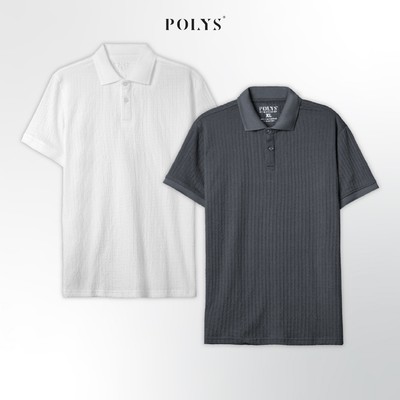 Áo Polo Nam Trắng Đen POLYS Thun Dệt 4 Chiều, Form Regular, Áo Thun Polo RAPHAEL
