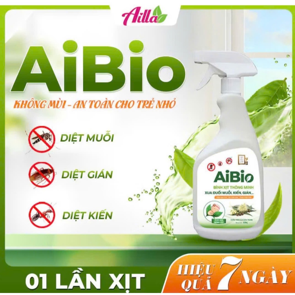 Chai Xịt AiBio Xua Đuổi Muỗi Kiến Gián Côn Trùng Hiệu Quả Nhanh Chóng An Toàn Cho Cả Người Và Vật Nuôi