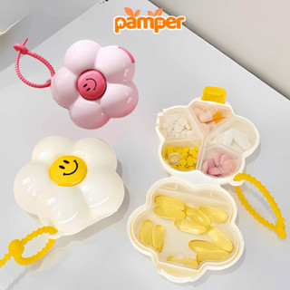  Hộp Lưu Trữ Thuốc Chia Ngăn PAMPER Hình Bông Hoa Hộp Đựng Trang Sức Mini Di Động Nắp Kín Chống Ẩm 