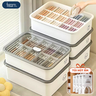 Hộp Đựng Đồ Lót, Tất Vớ Chia Ngăn Có Nắp Chống Bụi, Khay Đựng Đồ Đa Năng Chia Ngăn Gọn Gàng, Tiết Kiệm Diện Tích