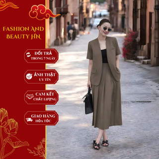 [TẶNG KÈM ĐAI] VT250508 - Set Vest Công Sở Nữ Áo Blazer Tay Ngắn + Chân Váy Dài Xếp Ly Sang Chảnh Phong Cách Hàn